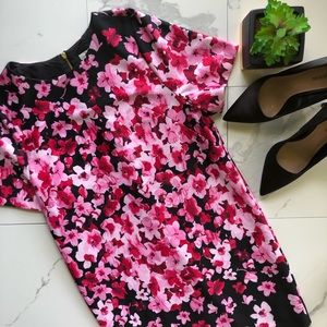 Eliza J. Black & Pink Floral Shift Dress